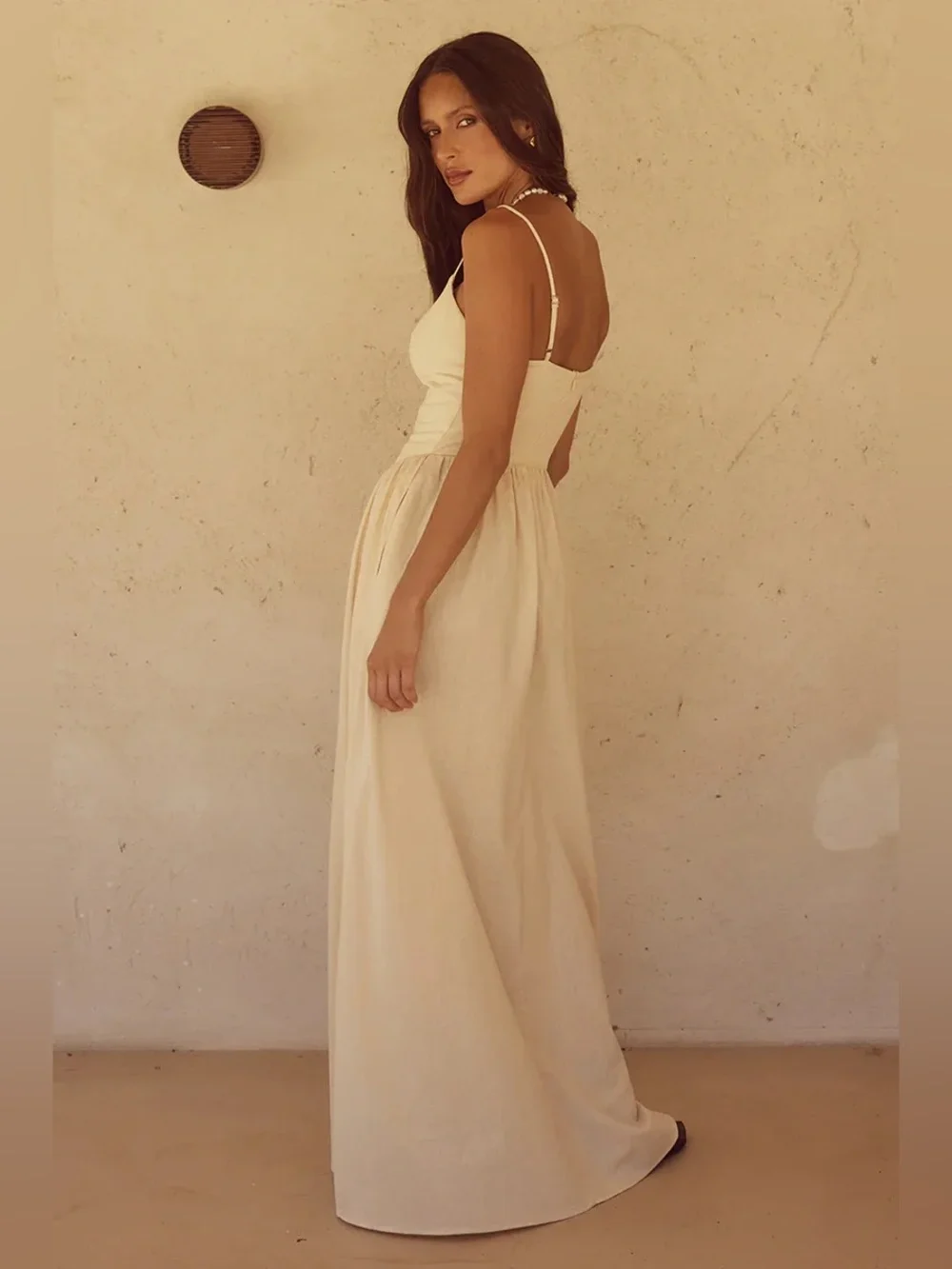 NWT Seven Wonders Zephy Linen Maxi Dress Sand Beige M - Picture 4 of 16